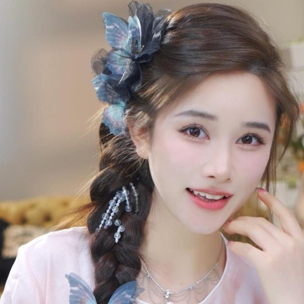 Beads Butterfly Tassel Hair Claw Clips Elegant Ancient Style Hairgrips  Girls