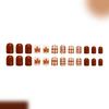Autumn Theme Press On Nail Short Square 24 Piece Glossy Artificial Nail Set with Brown Plaids, Dot and Maple Leaf Detail for Easy Style Changes
