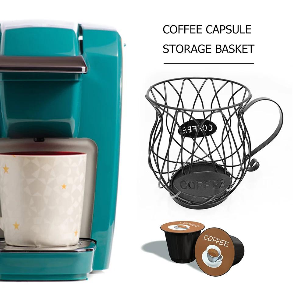 Universal Coffee Capsule Storage Basket Coffee Cup Basket Vintage Coffee Pod Organizer Holder Black For Home Cafe Hotel