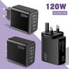 For Xiaomi 120W Fast Charger Multi Ports USB C PD Charger Quick Charge 3.0 Wall Phone Charger Adapter for iPhone 16 15 14 Samsung