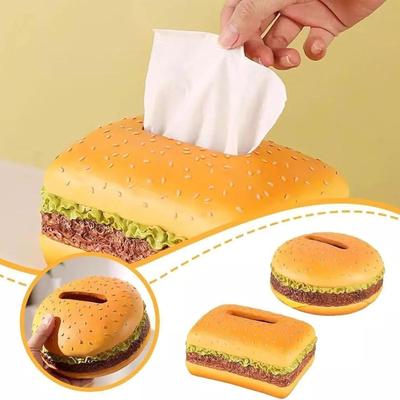 Zábavná krabička na ubrousky ve tvaru hamburgeru, kreativní krabička na ubrousky ve tvaru hamburgeru, zábavná dekorace ve tvaru hamburgeru, roztomilý a funkční dávkovač ubrousků, pro domácnost, restauraci