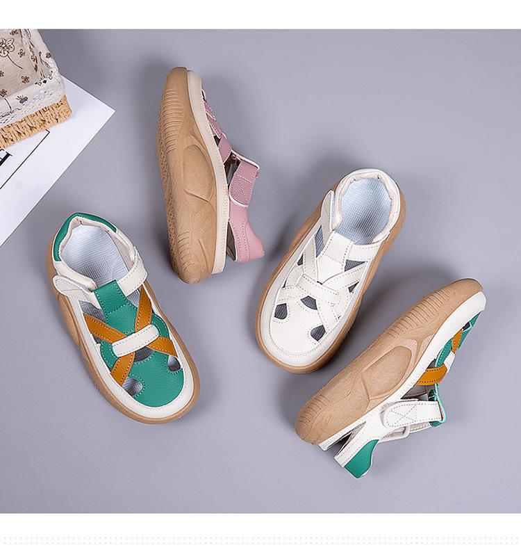 2025 Women's Thick-Soled Velcro Sandals – Breathable, Soft, Casual White Shoes