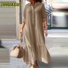 U Fashion Summer Spring Solid Color Print Short Sleeve POLO Neck  Casual Dresses Uni Unique Designque Design