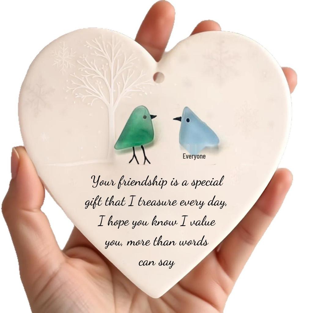Cross-Border Friendship Sea Glass Heart Ornament