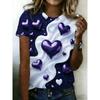 Summer Leopard Heart 3D Print T-Shirts Fashion Women's Round Neck Short Sleeve T Shirt Tees Harajuku Tops Female Clothing