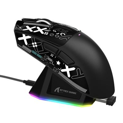MAMBASNAKE x ATTACK SHARK X11 Gamingowa Mysz RGB z Ładowaniem Magnetycznym, Podwójnym Bluetooth, DPI PAW3311 HUANO Broadcom, Ergonomiczna, Czarna, Ultralekka, 60g,