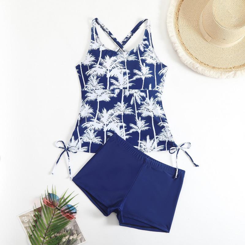 Neuer Bedruckter Hottie Enganliegender Riemenloser Kordelzug Bauchbedeckender Schlankmachender Geschlitzter Badeanzug für Damen