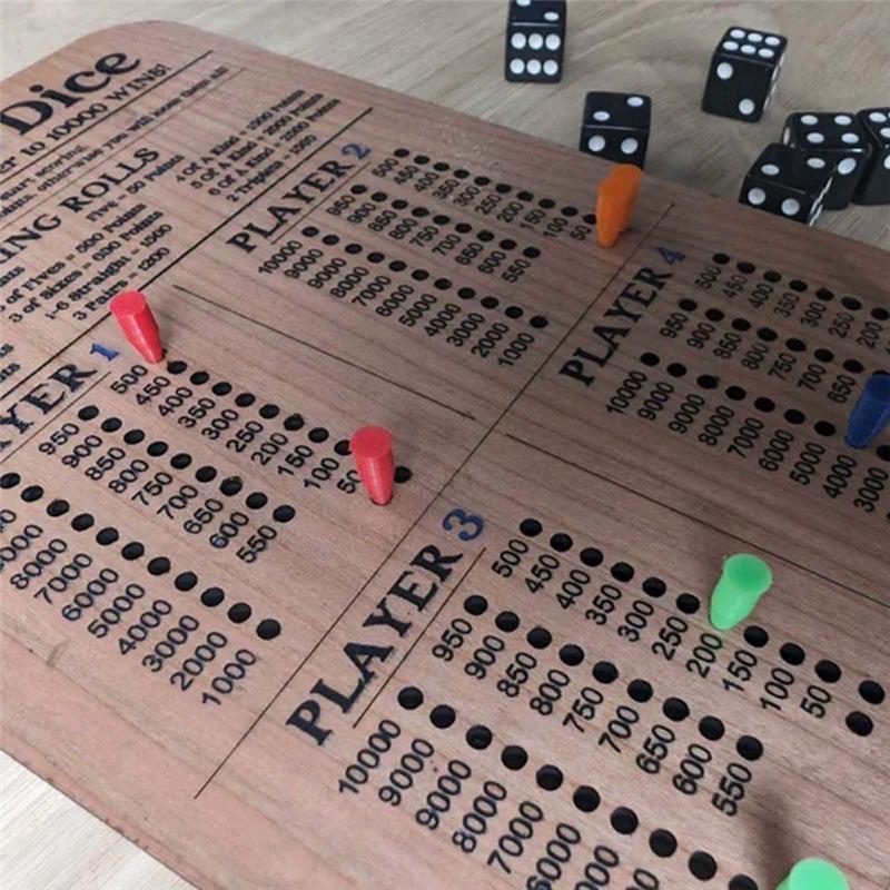 2 Stück Würfel-Punktetafel Holz Würfel-Punktblock Klassisches Würfelspiel Holz-Würfelschale Für Familienfeier Reisespiel