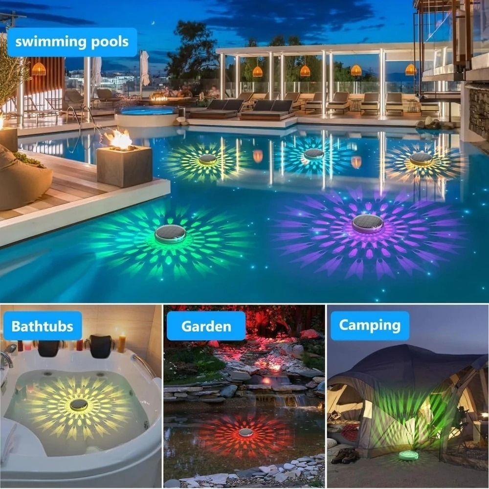 Solar Powered Solar Floating Pond Light Multi Color Changing Dynamic RGB Floating Lights  Garden