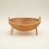 Woven Basket Tray Handwoven Rattan Design Sturdy for Kitchen, Living Room