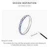 BAMOER New 925 Sterling Silver Simple Contrast-Color Ring Size 6 7 8 for Women Violet Bohemian Style Ring Fine Jewelry Anillo