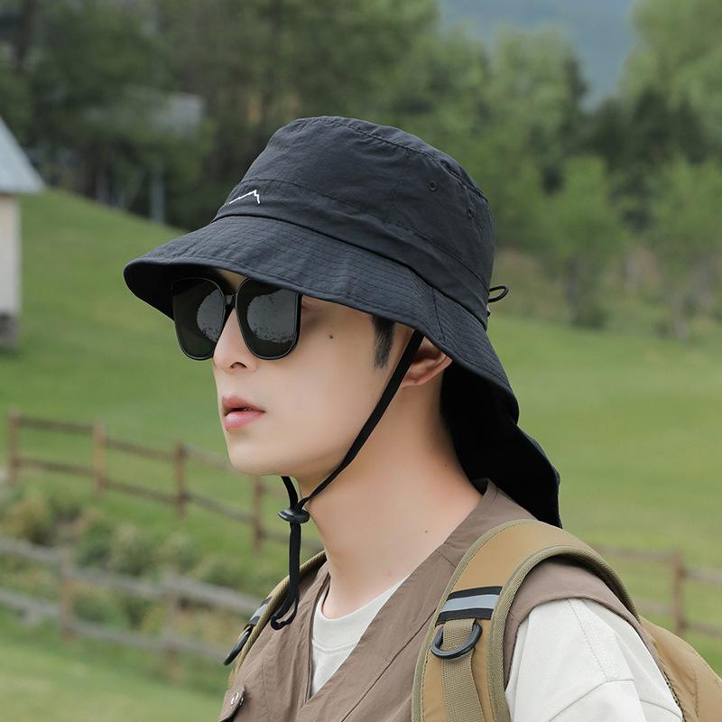 Big Eaves Shawl Bucket Hat Men's Summer Outdoor Fishing Mountaineering Shading Sun Protection Hat Foldable Bag Hat Women