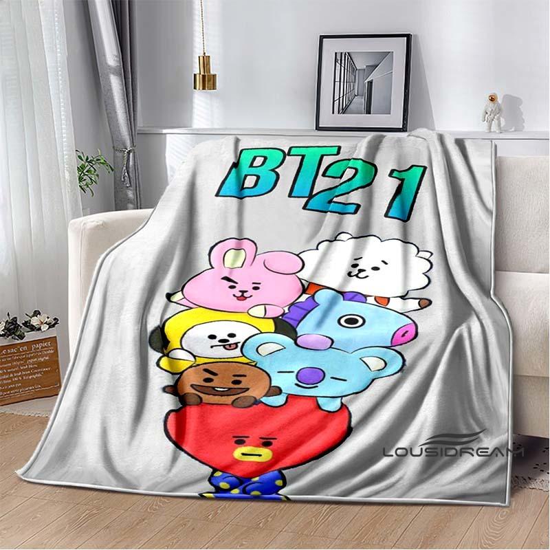 2026 Nuova Collezione Cartoni Animati Anime BT21 Adorabile Coperta Ultra Morbida per Bambini Coperta da Divano Perfetta per Viaggi Divani Picnic