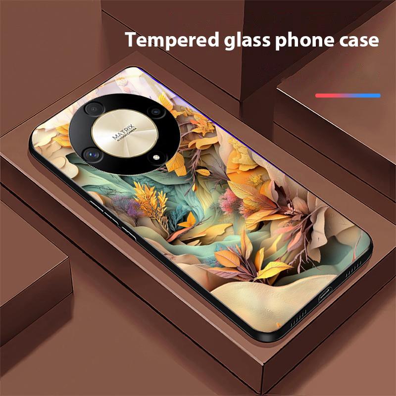 

Золотой Лист Черный Для Honor Magic 6 50 70 90 Lite X7b 200 Pro Nova 10 Nova 5T X6 P30 Pura 70 Ultra Чехол для телефона из закаленного стекла For honor X6