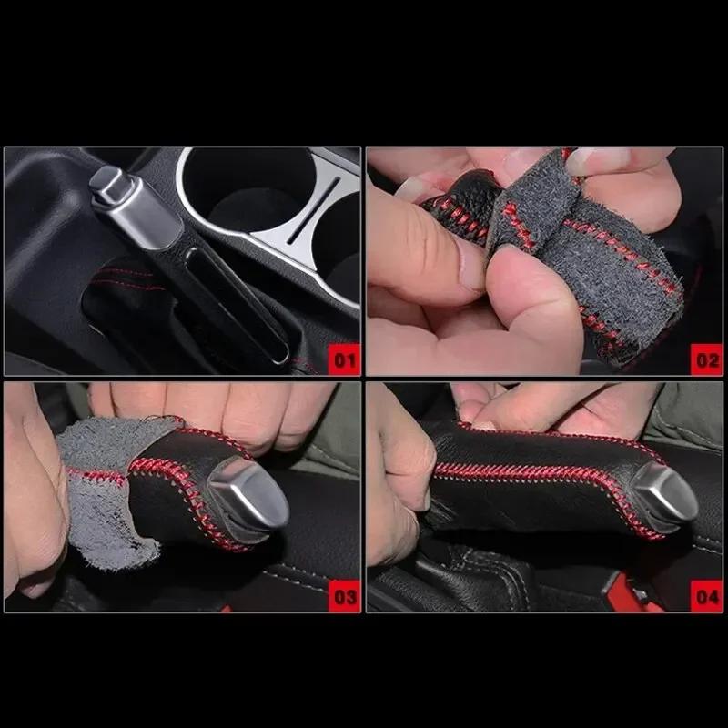 Cubierta de Cuero para Palanca de Cambios y Freno de Mano de Coche para SEAT Altea Toledo MK1 MK2 Ibiza Cupra Leon Cupra para Skoda Fabia Rapid