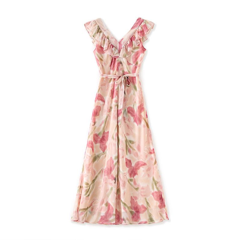 Elegant Slimming Summer Ruffle Dress - French Chic Style