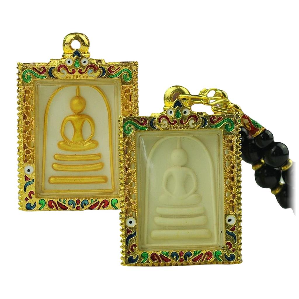 Phra Somdej Buddha Thai Amulett Halsband Hänge Retro Vintage Skyddande Charm Talisman Kraftfull Rikedom Framgång Hälsa Lycka Smycken Thailand Reproduktion