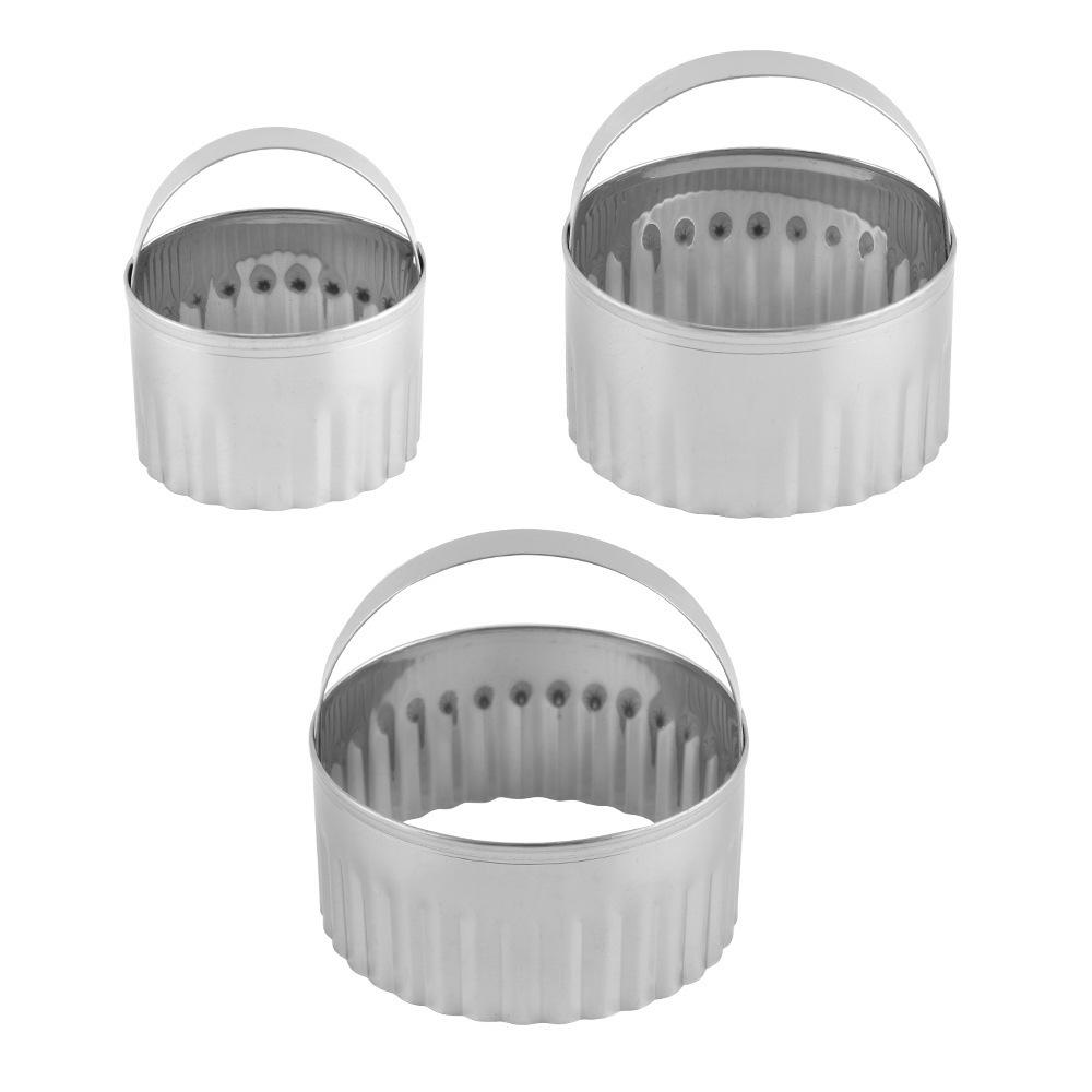 3-Piece Stainless Steel Mousse Ring Set with Handles