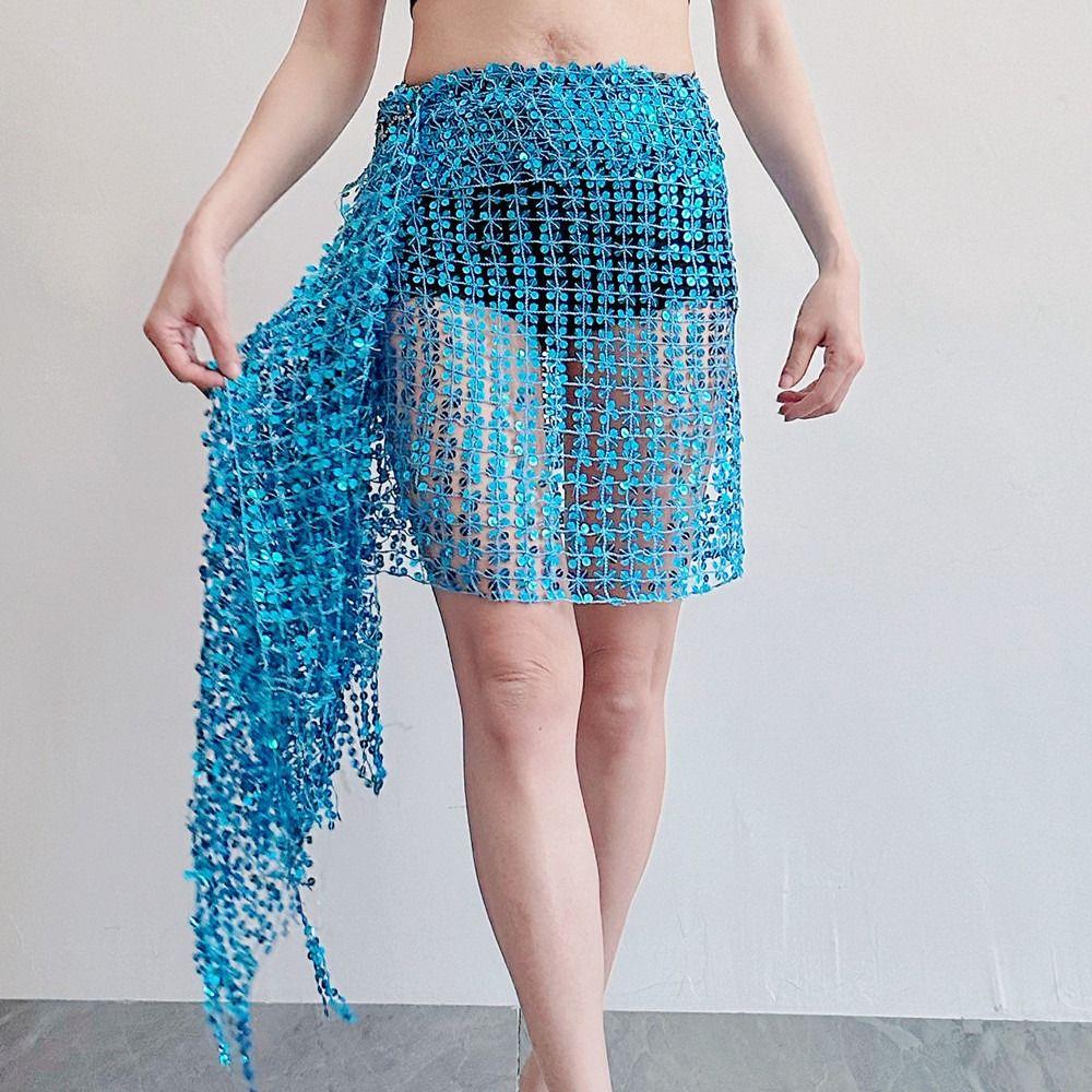 Hollow Out Belly Dance Belt Tassel Belly Dance Costumes Shiny Belly Dancing Scarf  For Women