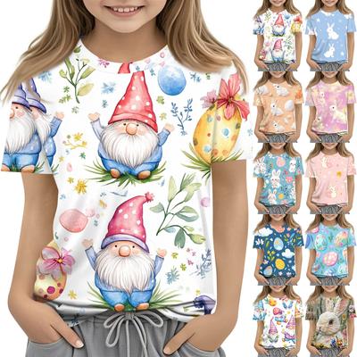 Children's Fashion Casual Short Sleeve Easter Print Round Neck T-shirt Top