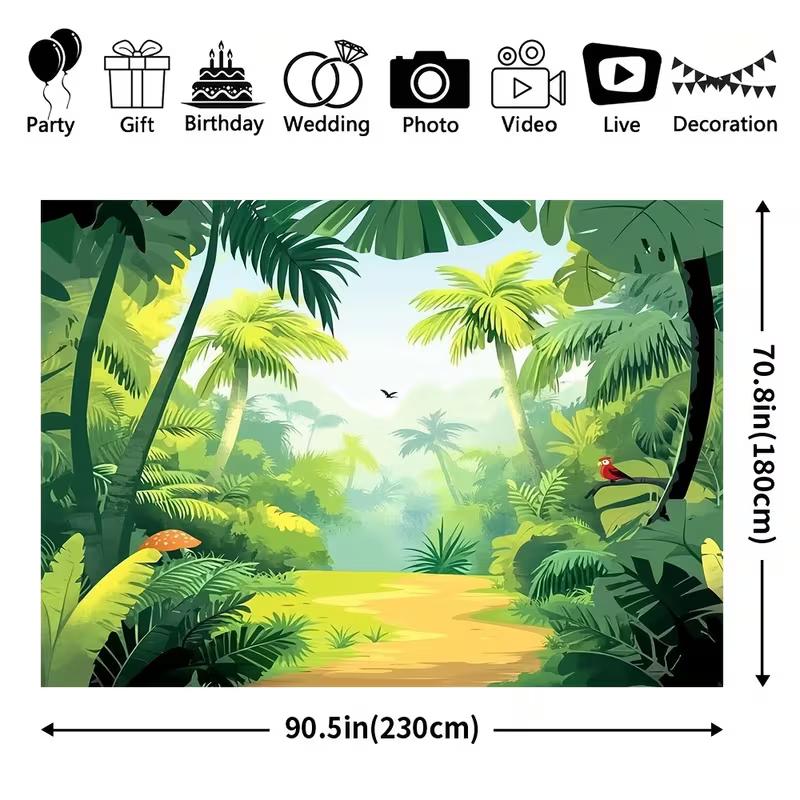 2D Photo Booth Background Cloth Tropical Forest Palm Tree Banner for Events