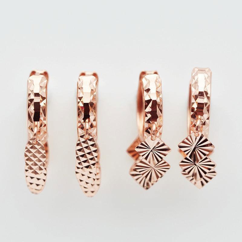 Purple Gold-Plated Rose Gold Willow Leaf Square Earrings, Simple Temperament Design Earrings, Colored Gold Ear Buckles