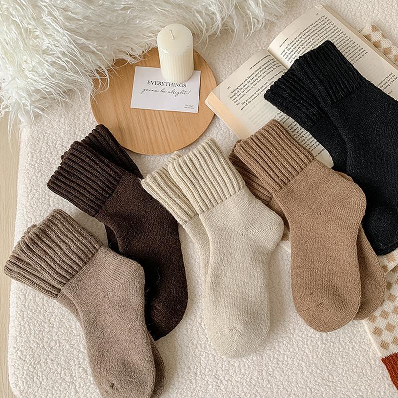 1 Par de Meias de Neve Para Mulheres Outono Inverno Meias Aconchegantes Espessas Quentes Meias de Chão Para Dormir Meias de Cor Sólida Femininas
