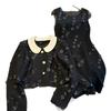 Autumn Black Socialite Style Two-Piece Petal Dress: Chic & Fashionable High-End Short Set