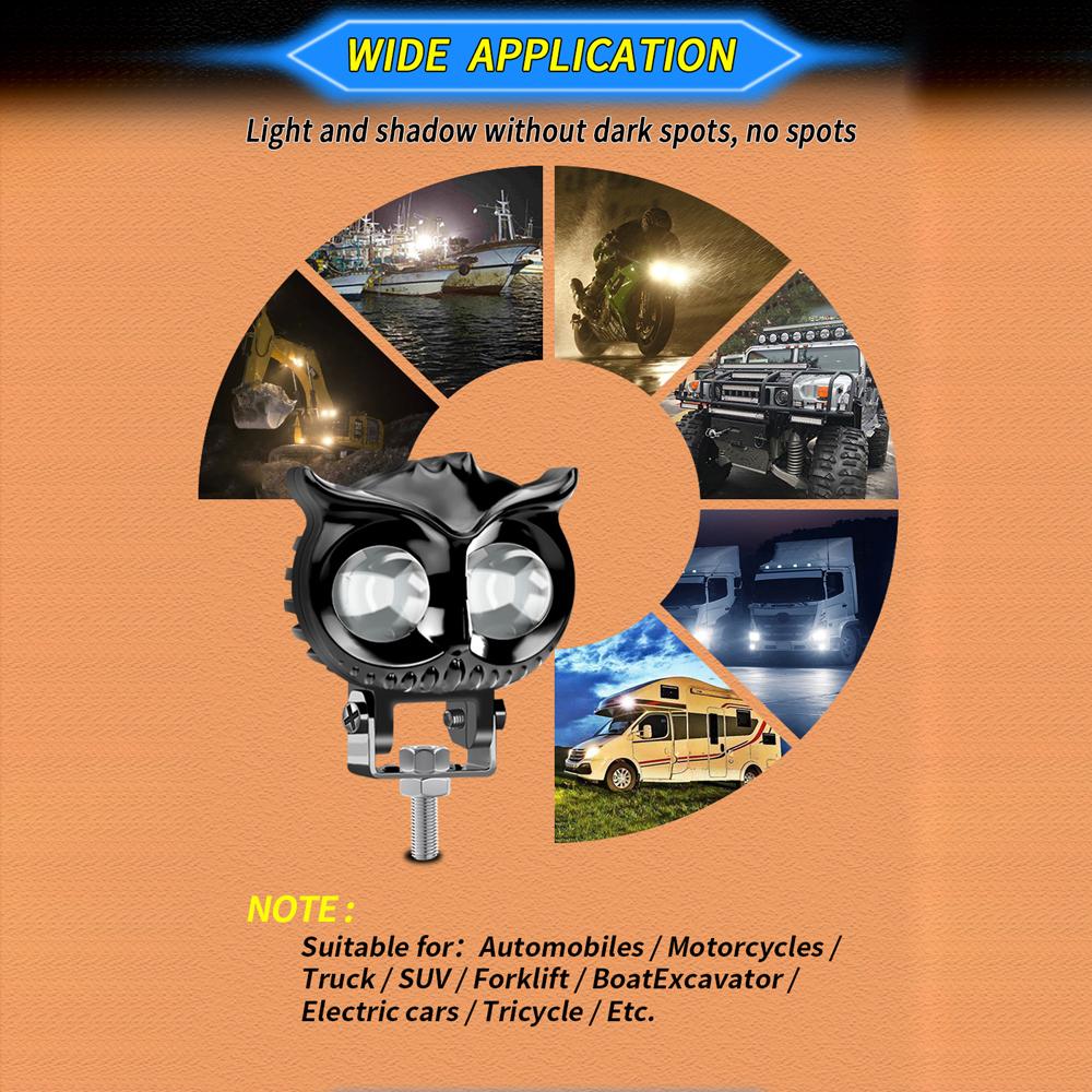 2st Motorcykelljus LED-strålkastare Arbetslampa Dubbelfärg Halvljusstrålkastare Terrängkörning