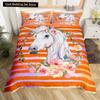 Kids Unicorn Stars King Queen Duvet Cover Cartoon Magic Animal Bedding Set Rainbow Shiny Quilt Cover Polyester Comforter Cover