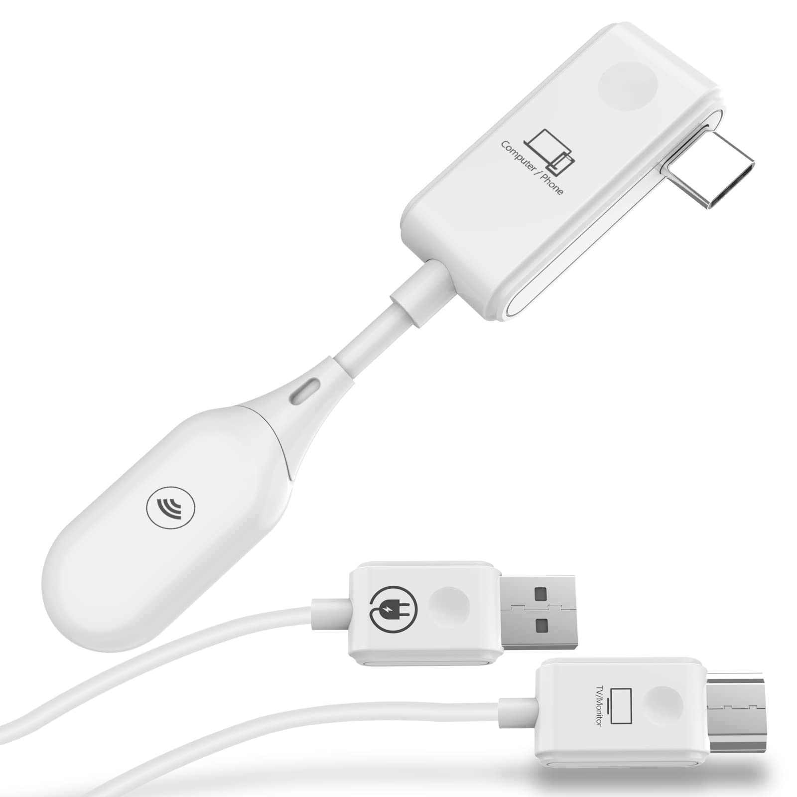 

Бездротовий HDMI-набір eppfun CS500B, 20 м, стабільна передача 1080P, синхронізація виходу, передача відео/аудіо з ПК на USB-C передавач/приймач білий