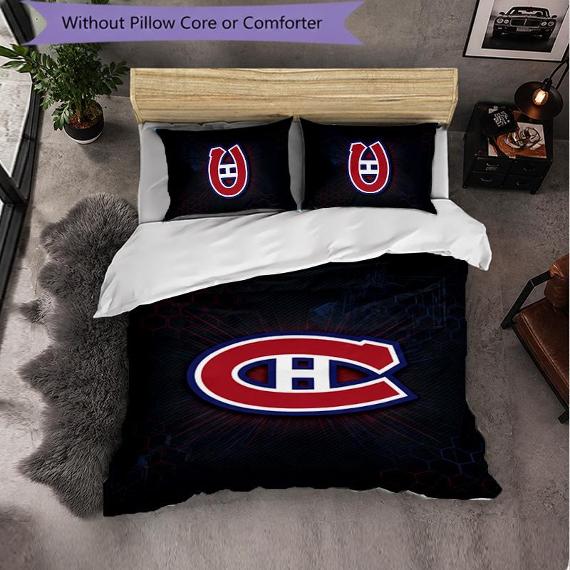 Montreal Canadiens Pattern Microfiber 3Pcs Bedding Set Decor Duvet Cover Set For Bedroom Home Use
