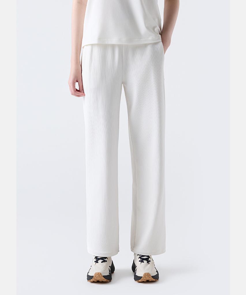 DESCENTE Women'S Training Ribbed Straight Fit Pants Ivory (Sq322Pkp71)