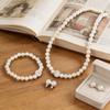 1/2 Set Imitation Pearl Jewelry Set Adjustable Length Necklace Ear Studs Bracelet Set Women Wedding Party Jewelry Gift