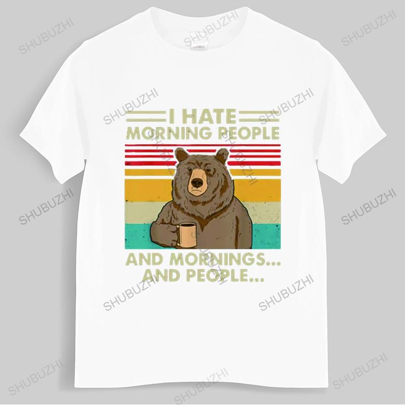 

Asian Size I Hate Morning People And Mornings And People T Shirt FunnyBear Drink Coffee Lover Cute Lazy Animal Retro TShirt XL