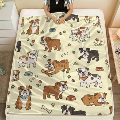 1 Stück Süße Hundeprint Flanelldecke, Hohe Qualität für alle Jahreszeiten, Heimdekoration, Wärme und Komfort, Perfekt für Weihnachtsgeschenke