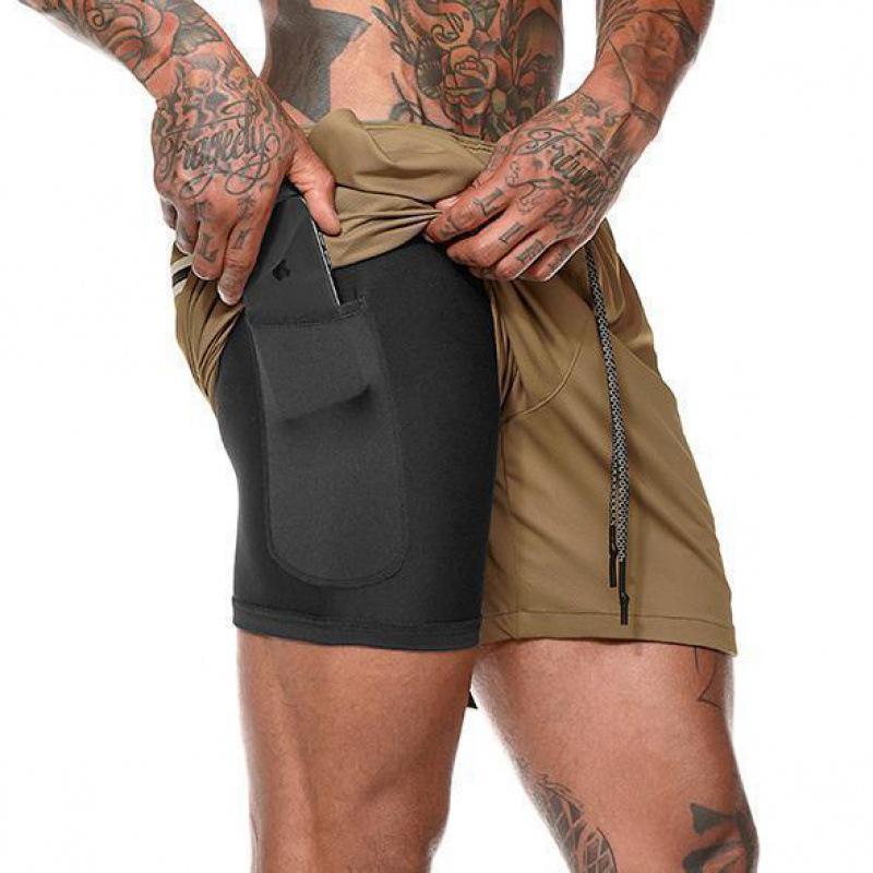 Muscle Brothers Men's Trendy Double-Layer Running Sports Shorts - Casual, Loose-Fit Outdoor Fitness Wear