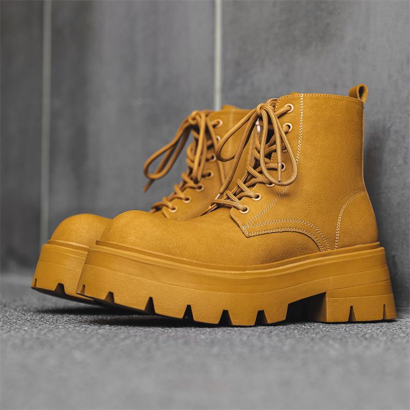 Fashion Fashion High Quality Casual Leather Outdoor Office Shoes Thick Bottom Designers Lace Up Ankle Boots Italian Mens High Top Boots