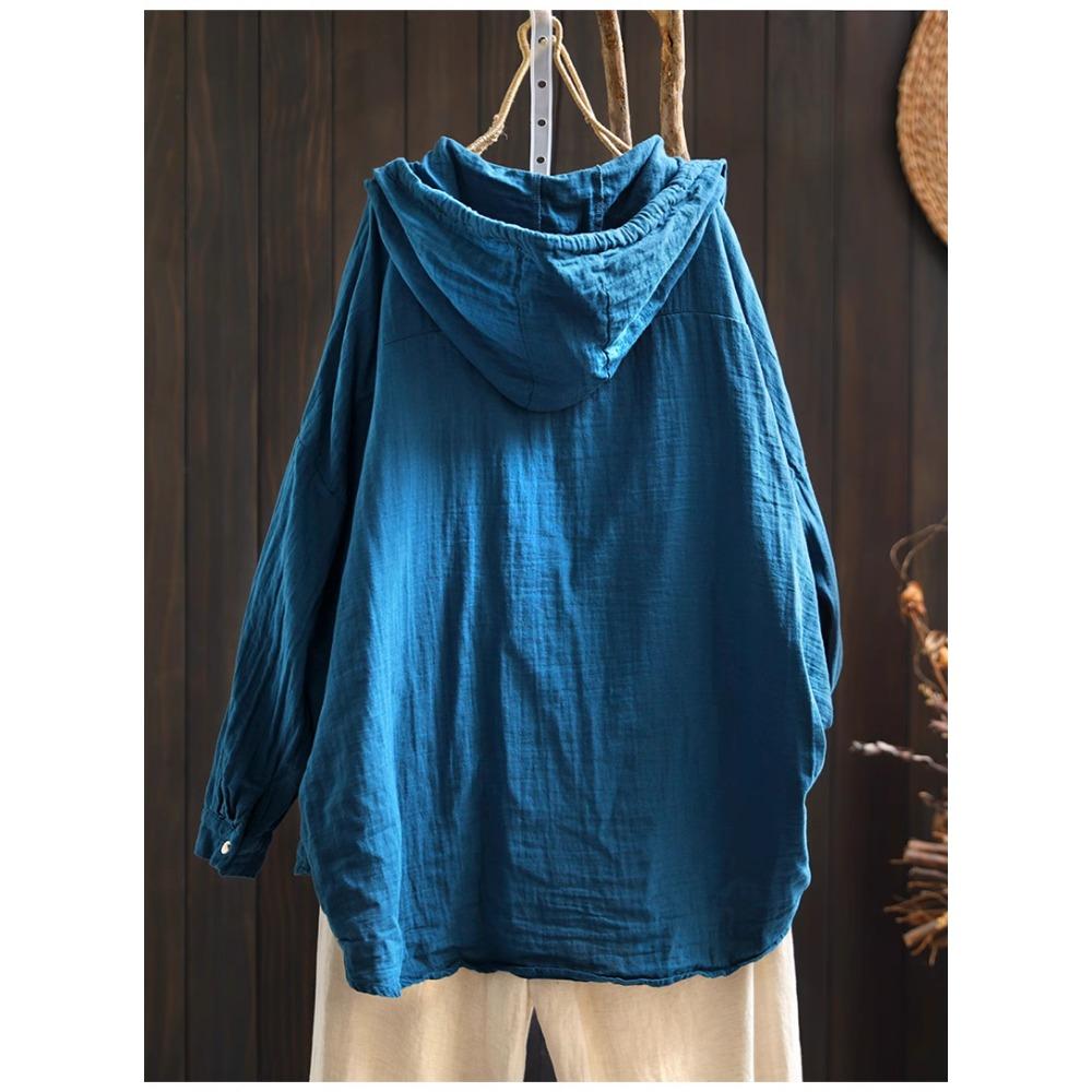 DIMANAF 2025 Spring Shirt Large Size T-shirt Women Linen Long Sleeve Pockets Fashion Tops Tees Loose Tees New