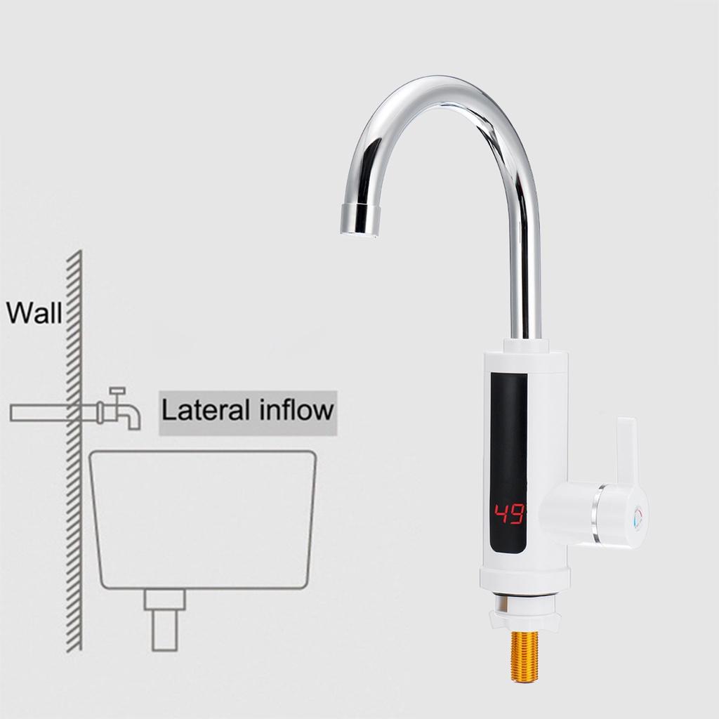 220V 3000W Electric Kitchen Water Heater Tap Instant Hot Water Faucet Heater Cold Heating Faucet Tankless Water Heater with LED