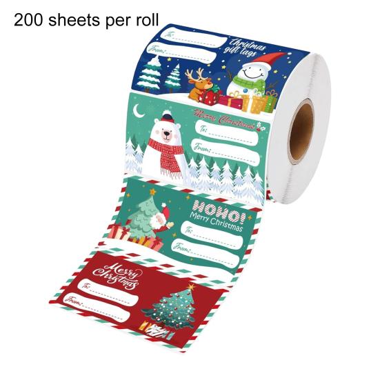 Wrapping Paper Accessories Christmas Sticker Labels for Holiday Gift Wrapping, Self-Adhesive Tags with Blank Customizable Writing Area Present