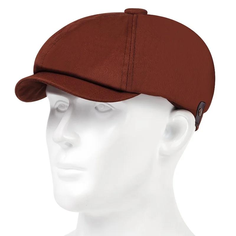 Men Light Panel Solid Color Newsboy Hat Spring Autumn Retro Beret Hat Casual Hats Octagonal Cap Hip Hop Berets