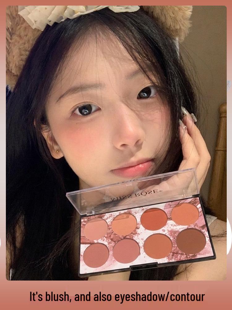 Missrose 8-Color Dry Rose Matte Blush & Contouring Palette with Eyeshadow.