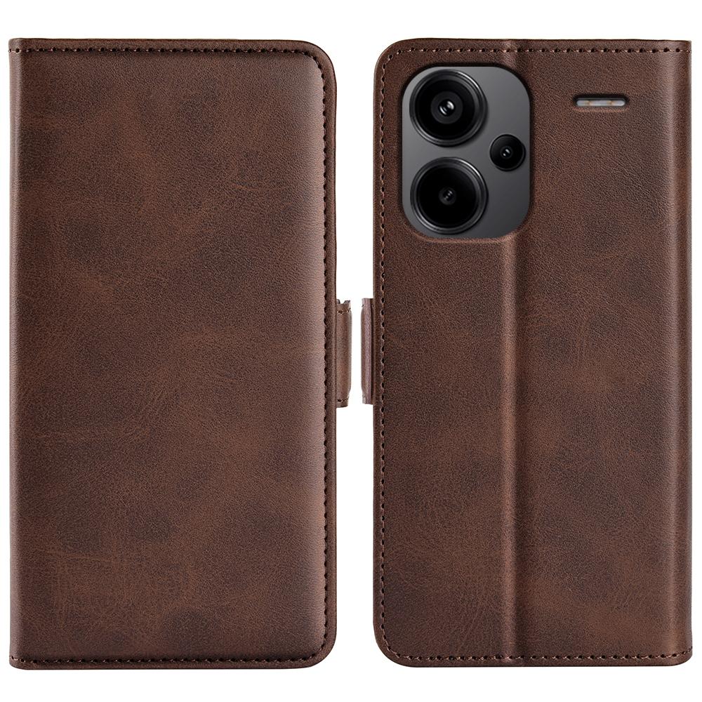 

For Xiaomi Redmi Note 13 Pro+ 5G Case Drop Protection Leather Wallet Stand Cellphone Cover Brown