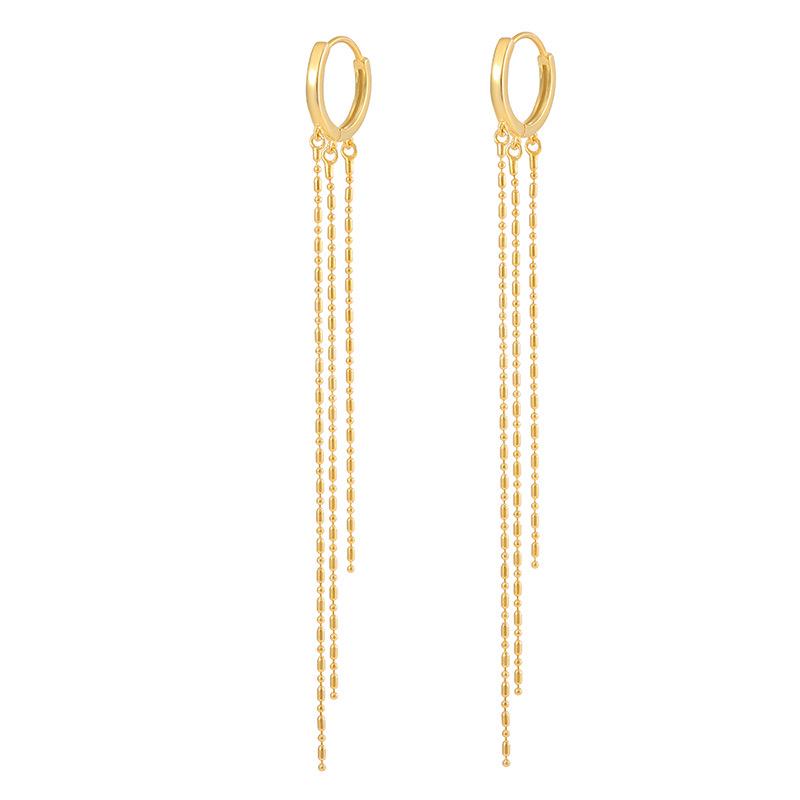 Under the Banyan Tree S925 Silver Elegant Tassel Earrings - Korean Fashion Face-Slimming Style