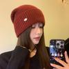 The Knitted Hat for Women with Autumn and Winter Versatile Thickened Face Protecting Small Wool Hat Ear Protection Cold Proof Pullover Hat
