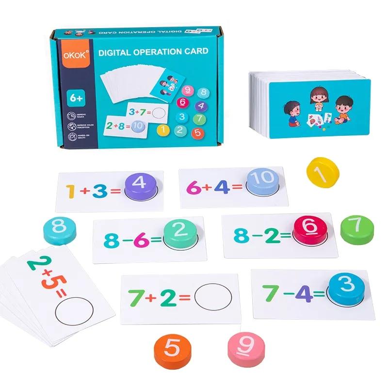 Kids Montessori Math Toys Arithmetic Card Matching Games Addition Subtraction Parish Early Educational Counting Toys for Kid