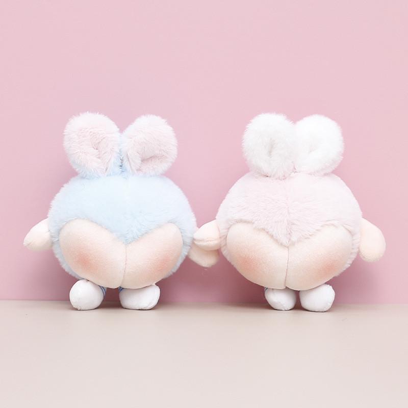 White Cute Blue Pink Rabbit Butt Plush Keychain For Children Gift And Collecting