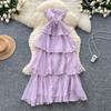 Sleeveless Tube Top Dress Women's Summer French Waist and Thin Temperament Vacation Style Long Skirt Fairy Cake Skirt