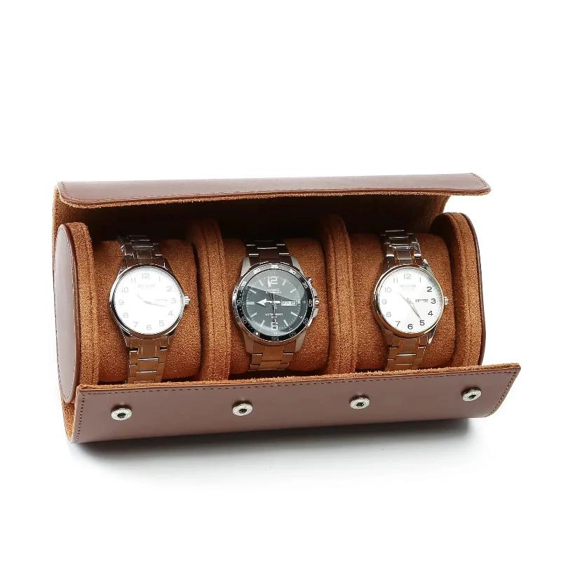 Black Gery Blue Green Leather Watch Storage Box 3 Watche Roll Travel Bag 2 slots Black Brown Portable Vintage Watch Display Case